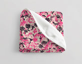Pink and Black Floral Fantasy Velveteen Fleece - Throw Blanket