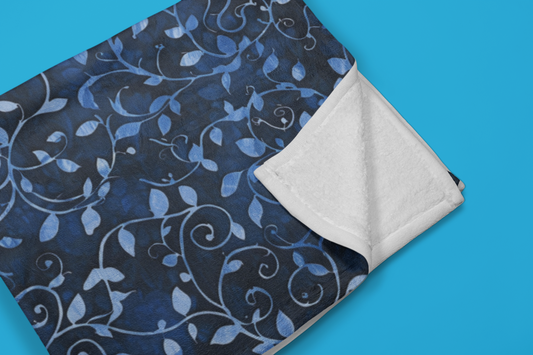Luxury Blue Flower Throw Blanket