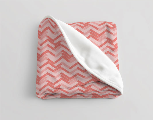 Pink Herringbone Zig Zag Lines Throw Blanket