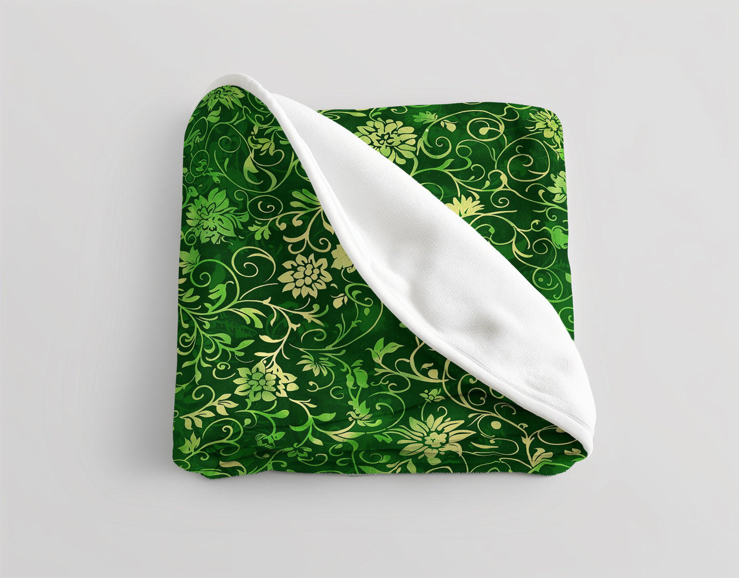 Verdant Vines Green Floral - Velveteen Fleece Throw Blanket