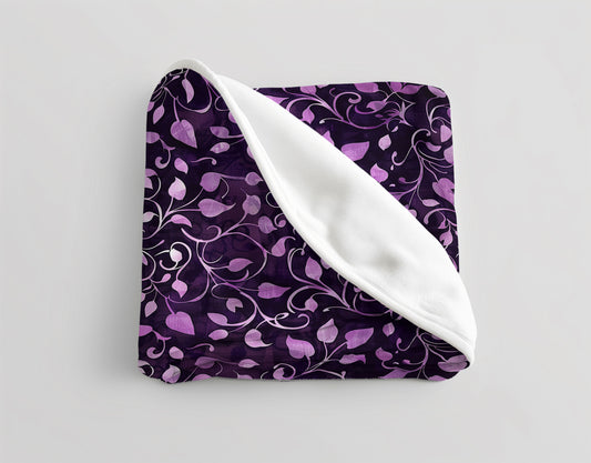 Midnight Whispers Lavender Vines - Velveteen Fleece Throw Blanket