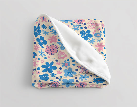 Blue and Pink Floral Harmony Throw Blanket: Luxurious Comfort Plush Throw Blanket - Cozy Floral Velveteen Fleece Accent