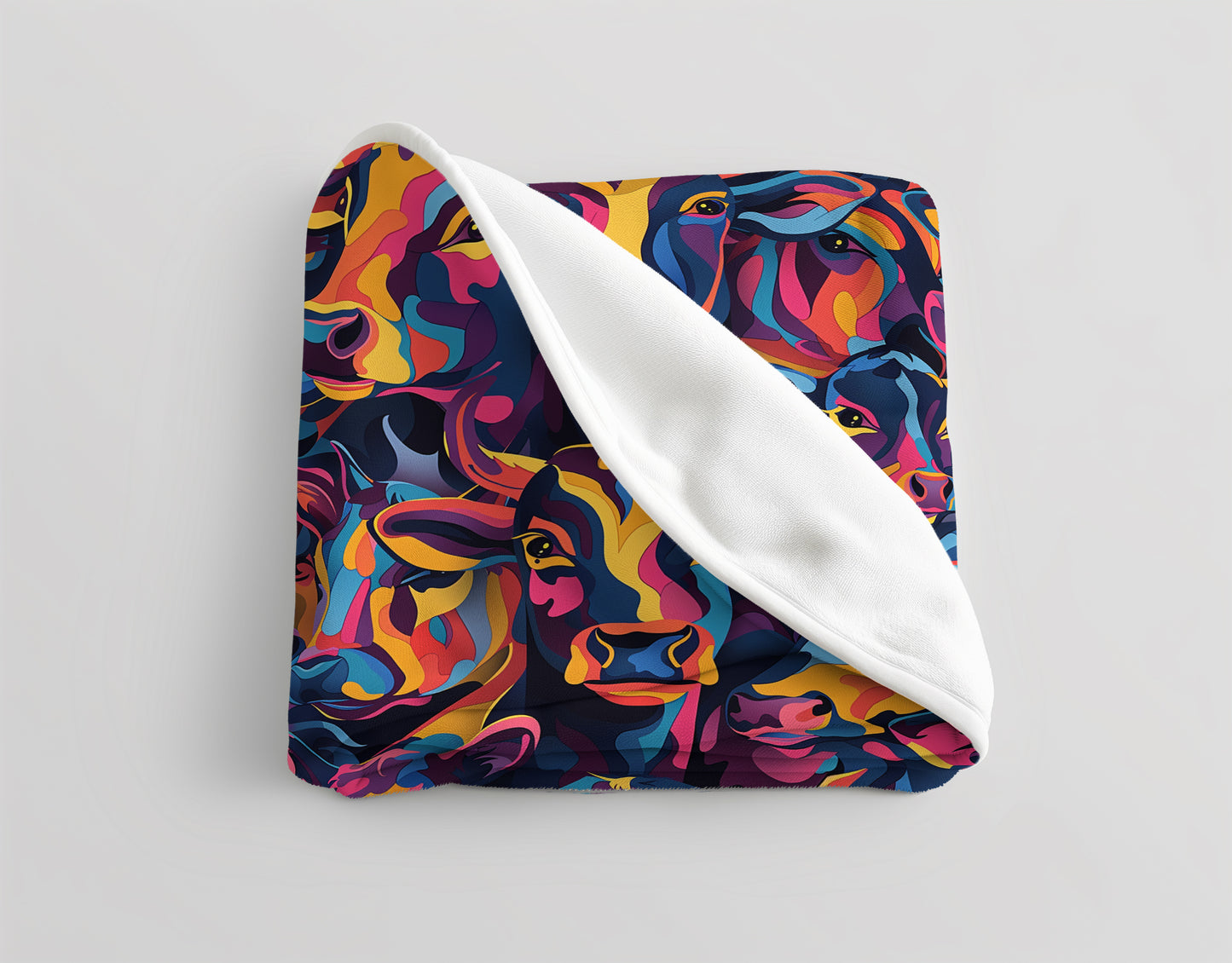 Surreal Spectrum Cow Velveteen Fleece Throw Blanket