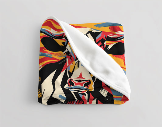 Abstract Expressionist Cow Velveteen Fleece Throw Blanket