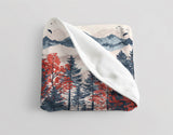 Velveteen Fleece Forest Blanket: Red White and Blue Woodland Beauty
