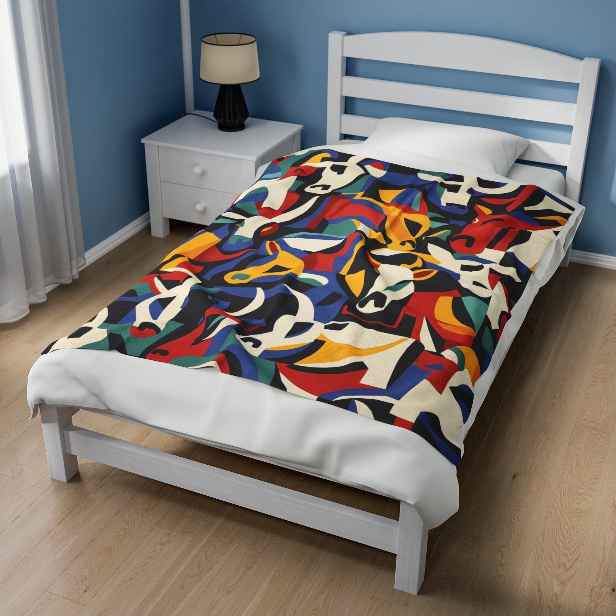 Picasso's Bovine Mosaic Velveteen Fleece Throw Blanket