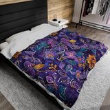 Purple Stellar Garden Velveteen Fleece Throw Blanket