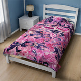 Pink and Magenta Floral Elegance - Velveteen Fleece Throw Blanket