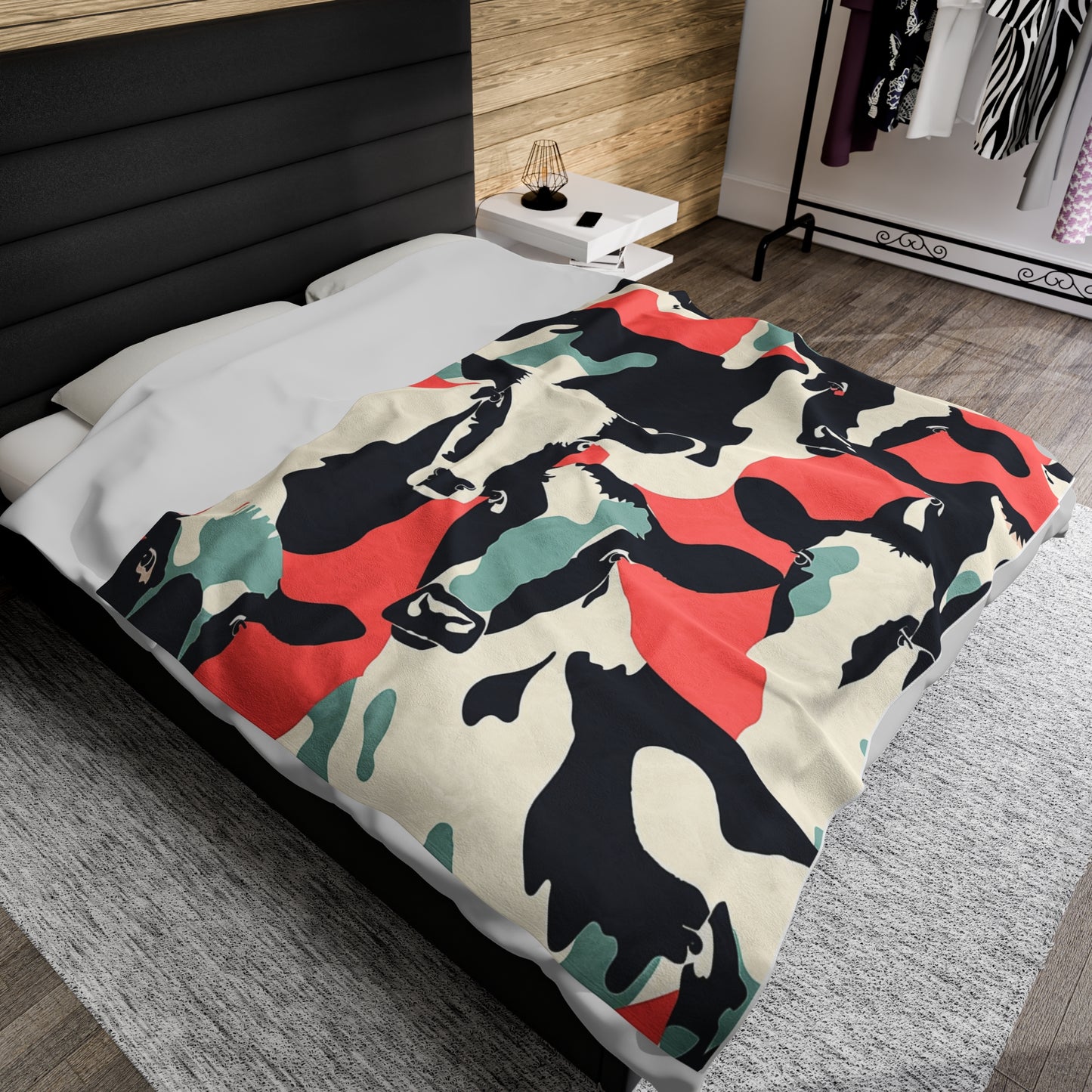 Contemporary Cow Velveteen Fleece Throw Blanket