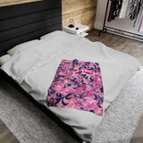 Pink and Magenta Floral Elegance - Velveteen Fleece Throw Blanket