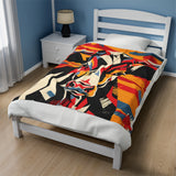 Abstract Expressionist Cow Velveteen Fleece Throw Blanket