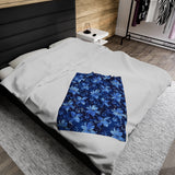 Blue Serenity Harmonious Floral - Velveteen Fleece Throw Blanket