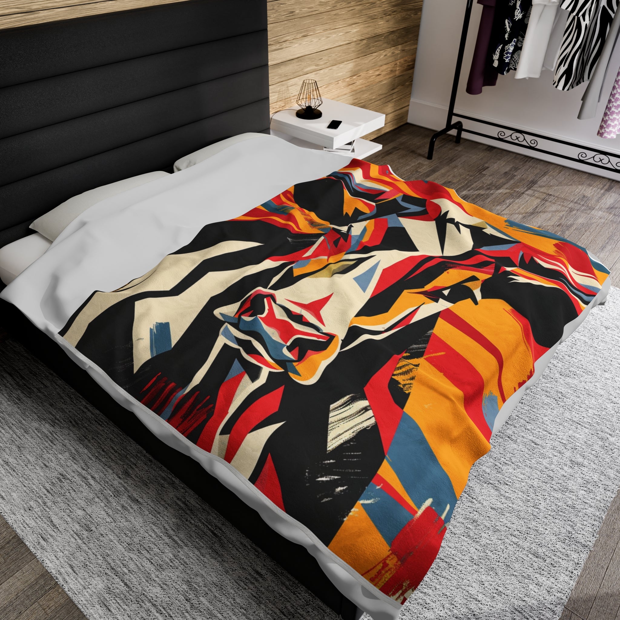 Abstract Expressionist Cow Velveteen Fleece Throw Blanket