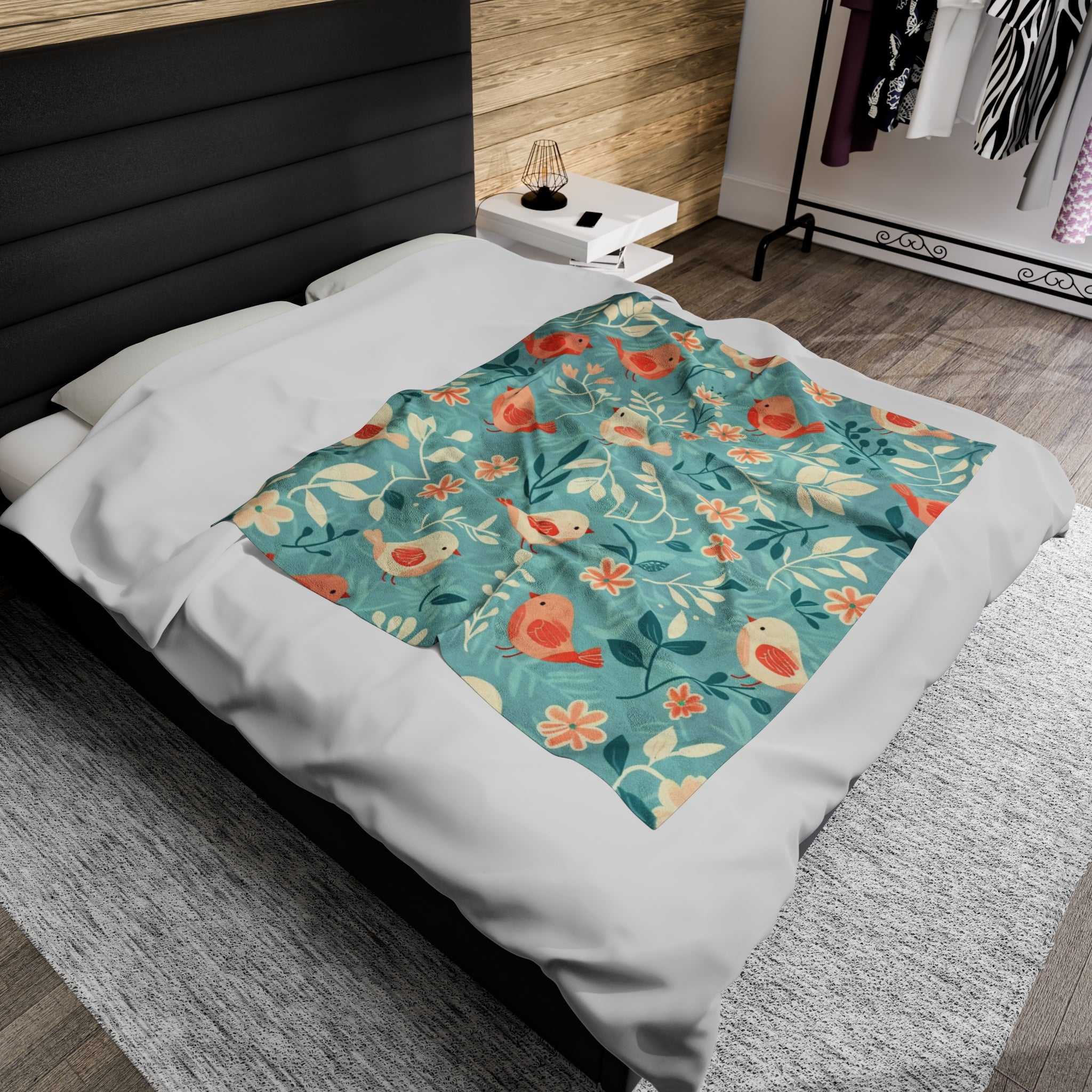 Birdy Floral Harmony Throw Blanket: Luxurious Comfort Plush Throw Blanket - Cozy Floral Velveteen Fleece Accent