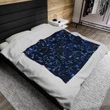 Midnight Vines Deep Blue Floral Vine Velveteen Fleece Throw Blanket
