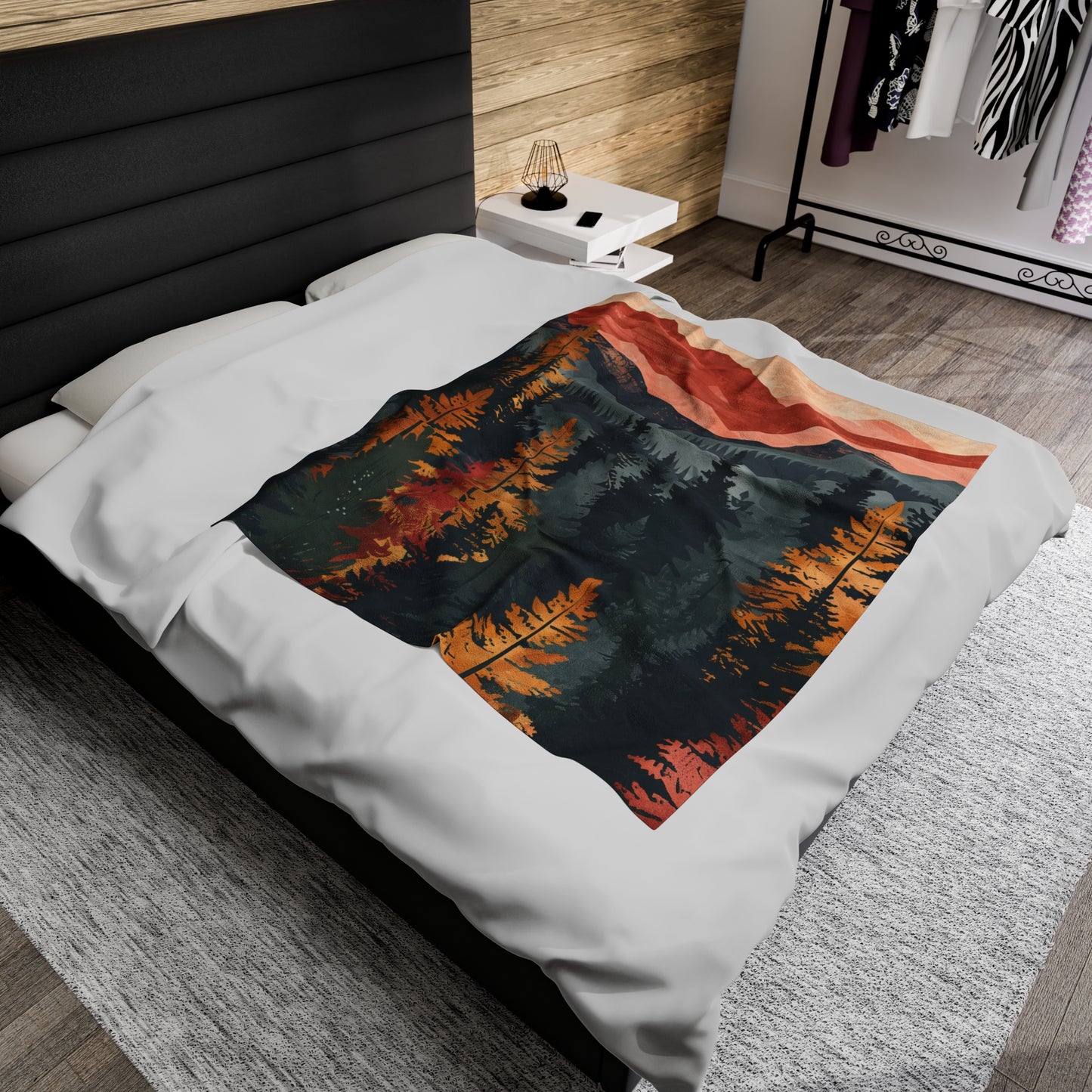 Velveteen Fleece Forest Blanket: Autumn Woodland Beauty