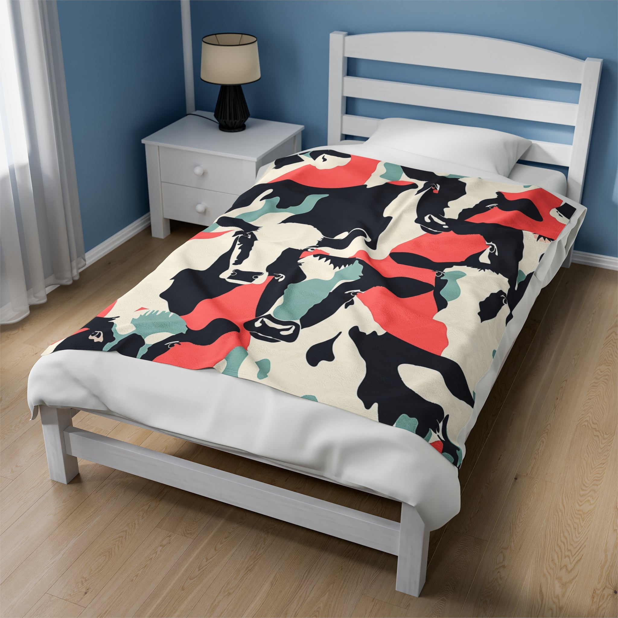 Contemporary Cow Velveteen Fleece Throw Blanket