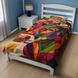 Vibrant Mosaic Cow Velveteen Fleece Throw Blanket