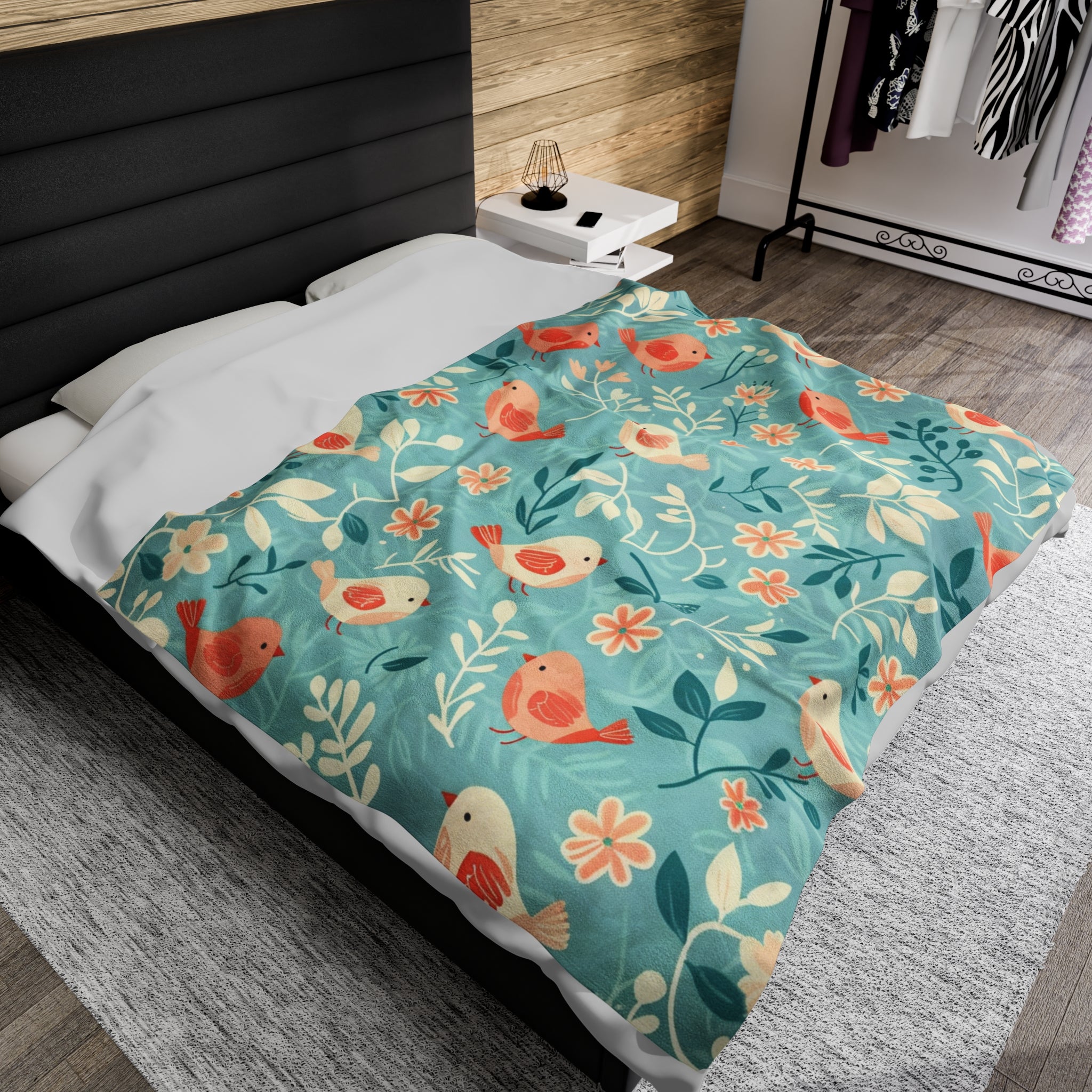 Birdy Floral Harmony Throw Blanket: Luxurious Comfort Plush Throw Blanket - Cozy Floral Velveteen Fleece Accent
