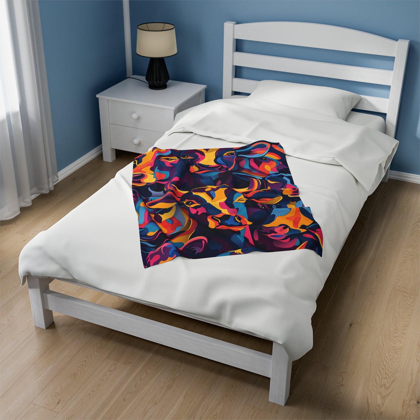 Surreal Spectrum Cow Velveteen Fleece Throw Blanket