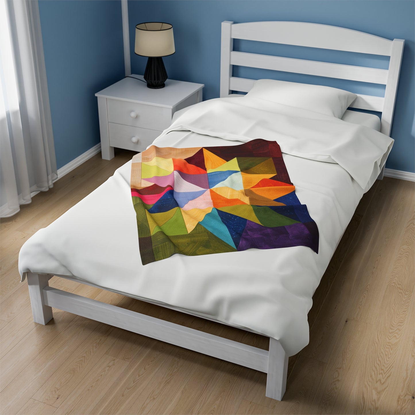 Kaleidoscope of Colors: A Vibrant Barn Quilt Velveteen Fleece Throw Blanket