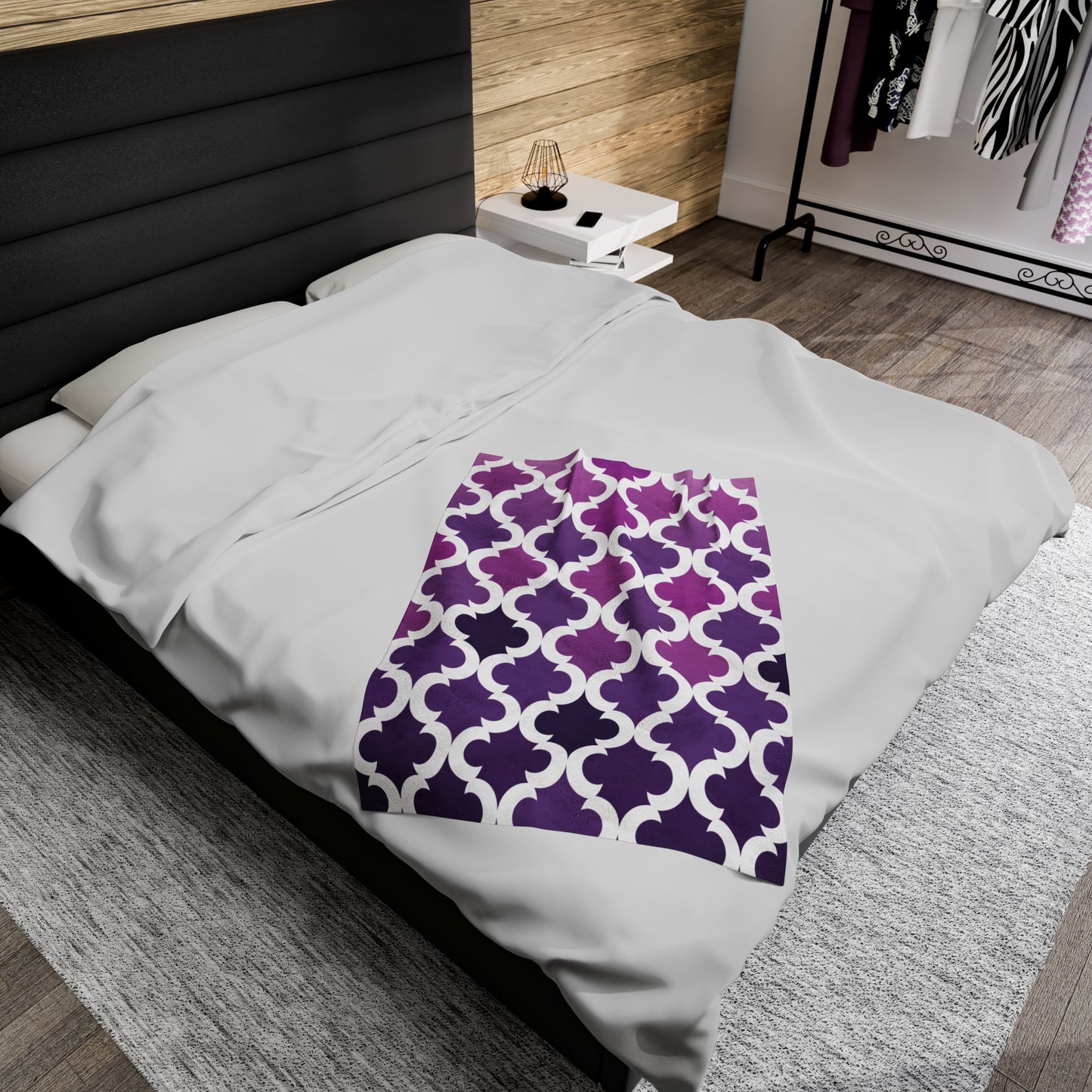 Purple Quatrefoil Throw Blanket