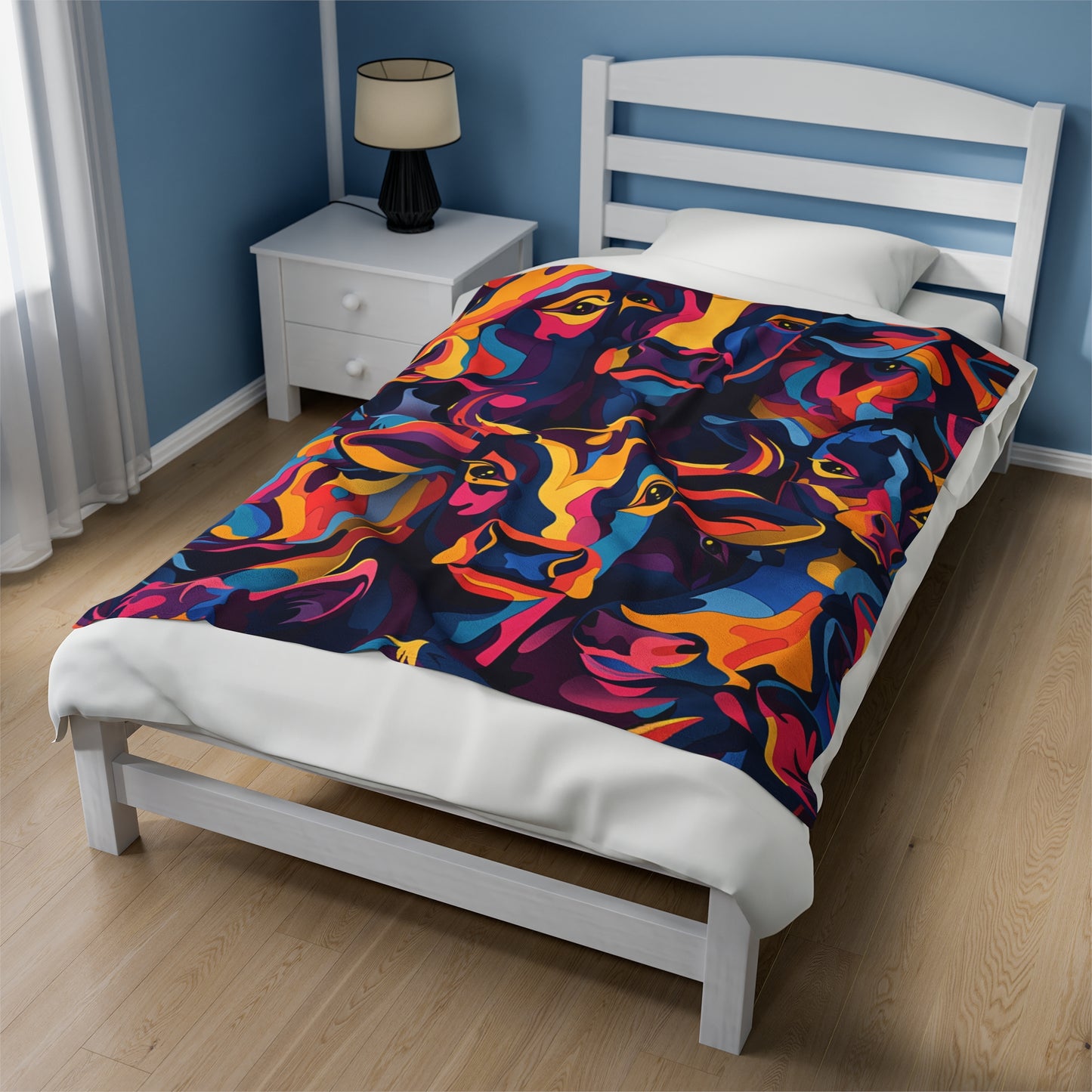 Surreal Spectrum Cow Velveteen Fleece Throw Blanket