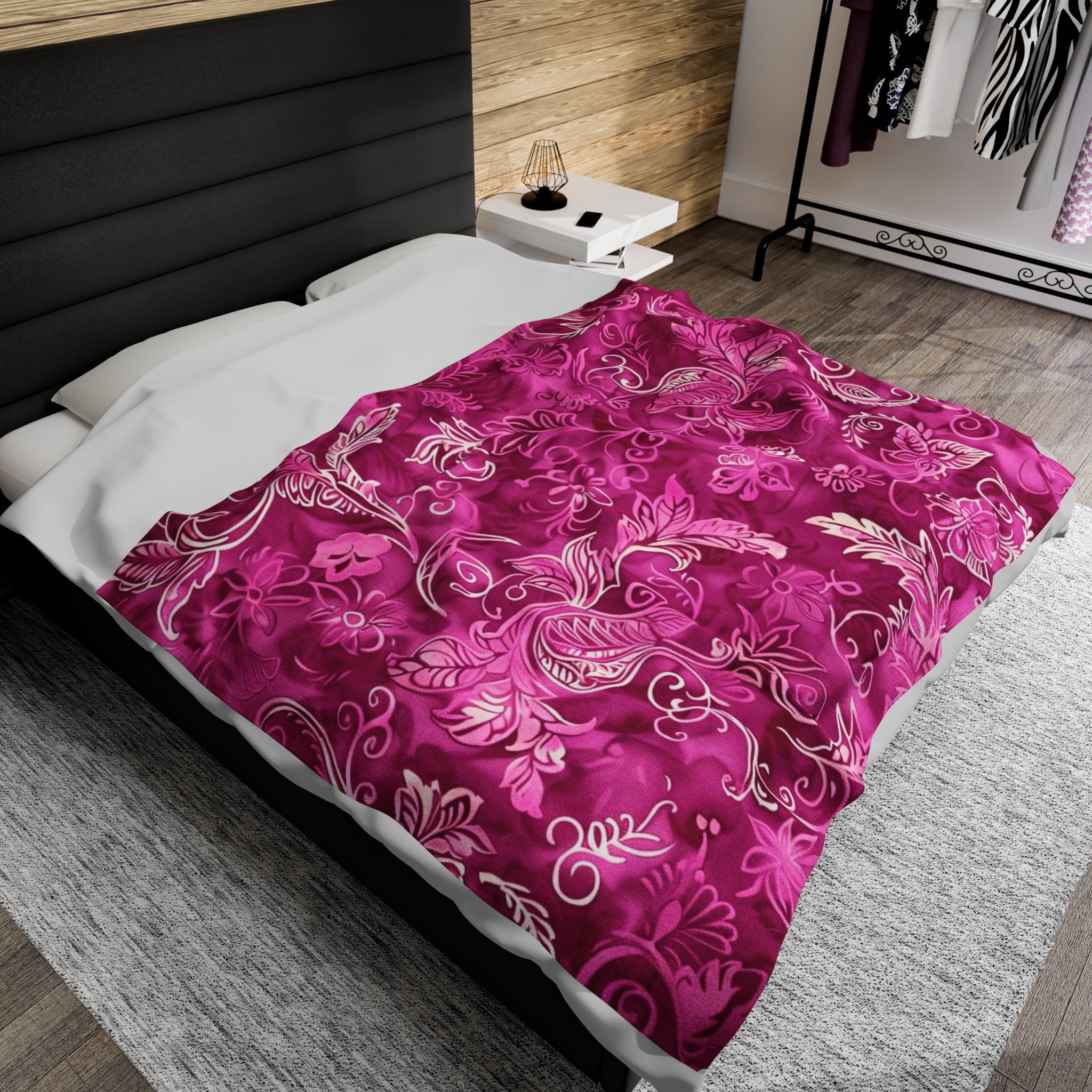 Magenta Majesty Velveteen Fleece Throw Blanket
