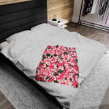 Pink and Black Floral Fantasy Velveteen Fleece - Throw Blanket