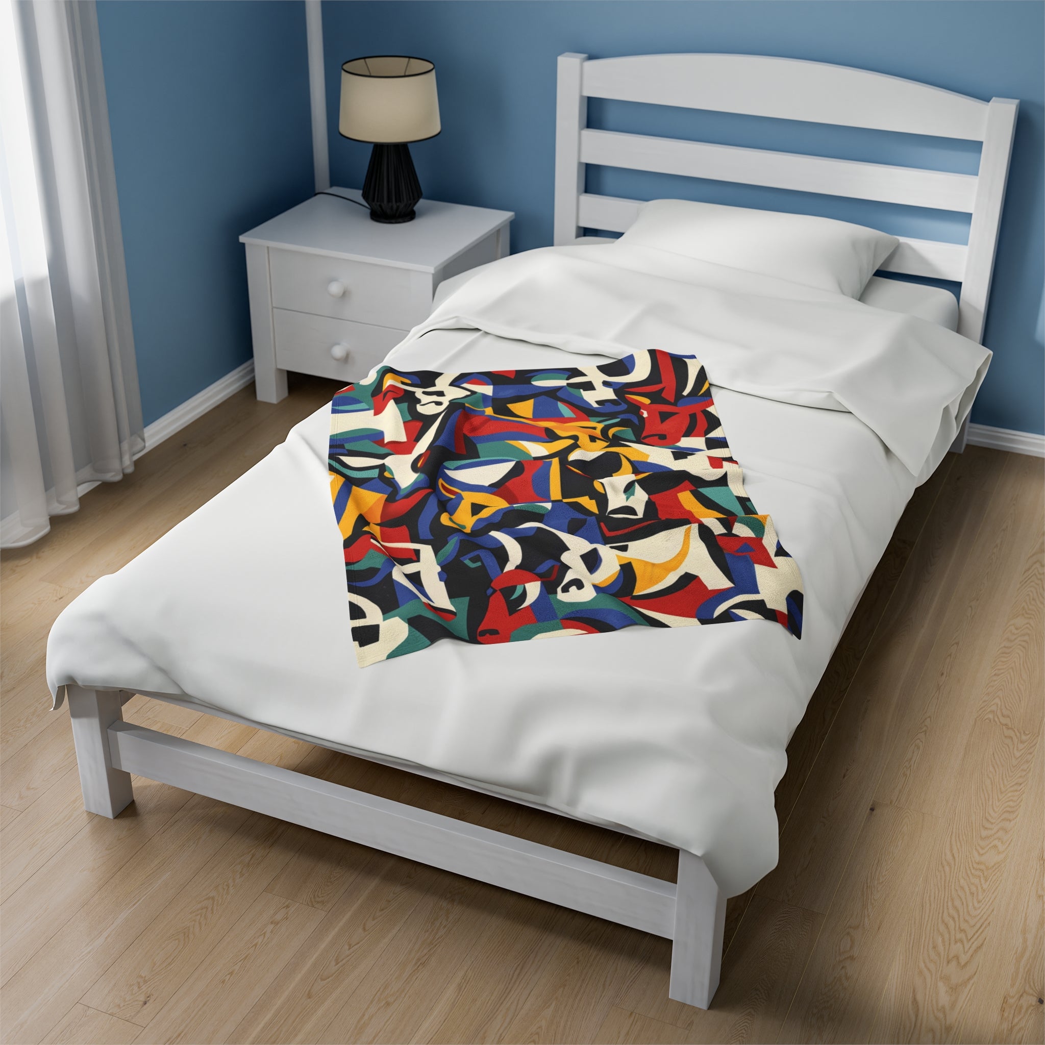 Picasso's Bovine Mosaic Velveteen Fleece Throw Blanket