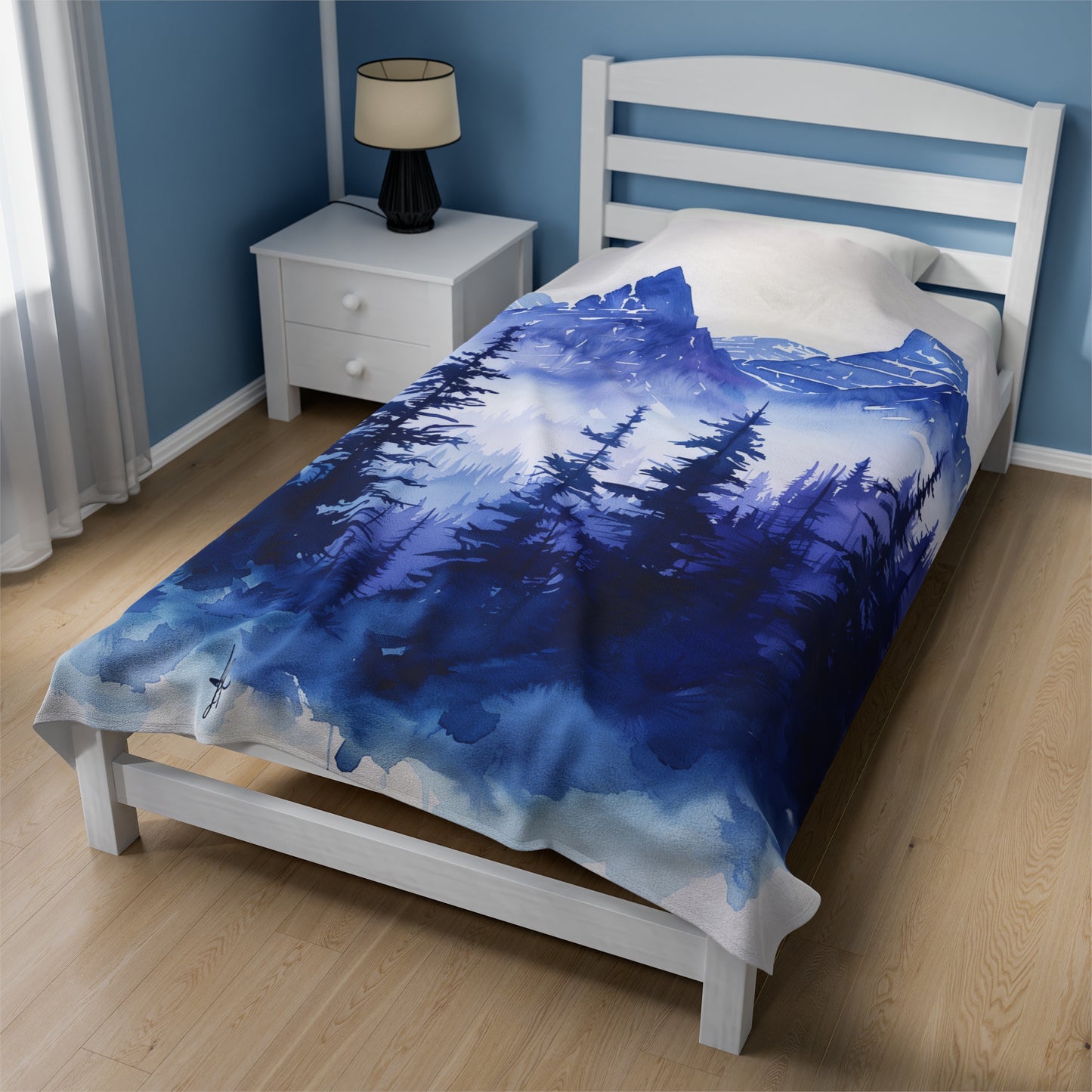 Velveteen Fleece Forest Blanket: Forest Serenity