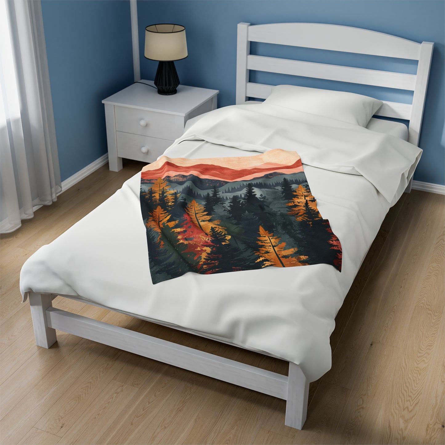 Velveteen Fleece Forest Blanket: Autumn Woodland Beauty