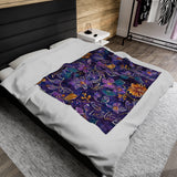 Purple Stellar Garden Velveteen Fleece Throw Blanket