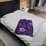 Regal Purple Blossoms Velveteen Fleece Throw Blanket
