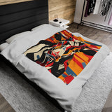 Abstract Expressionist Cow Velveteen Fleece Throw Blanket