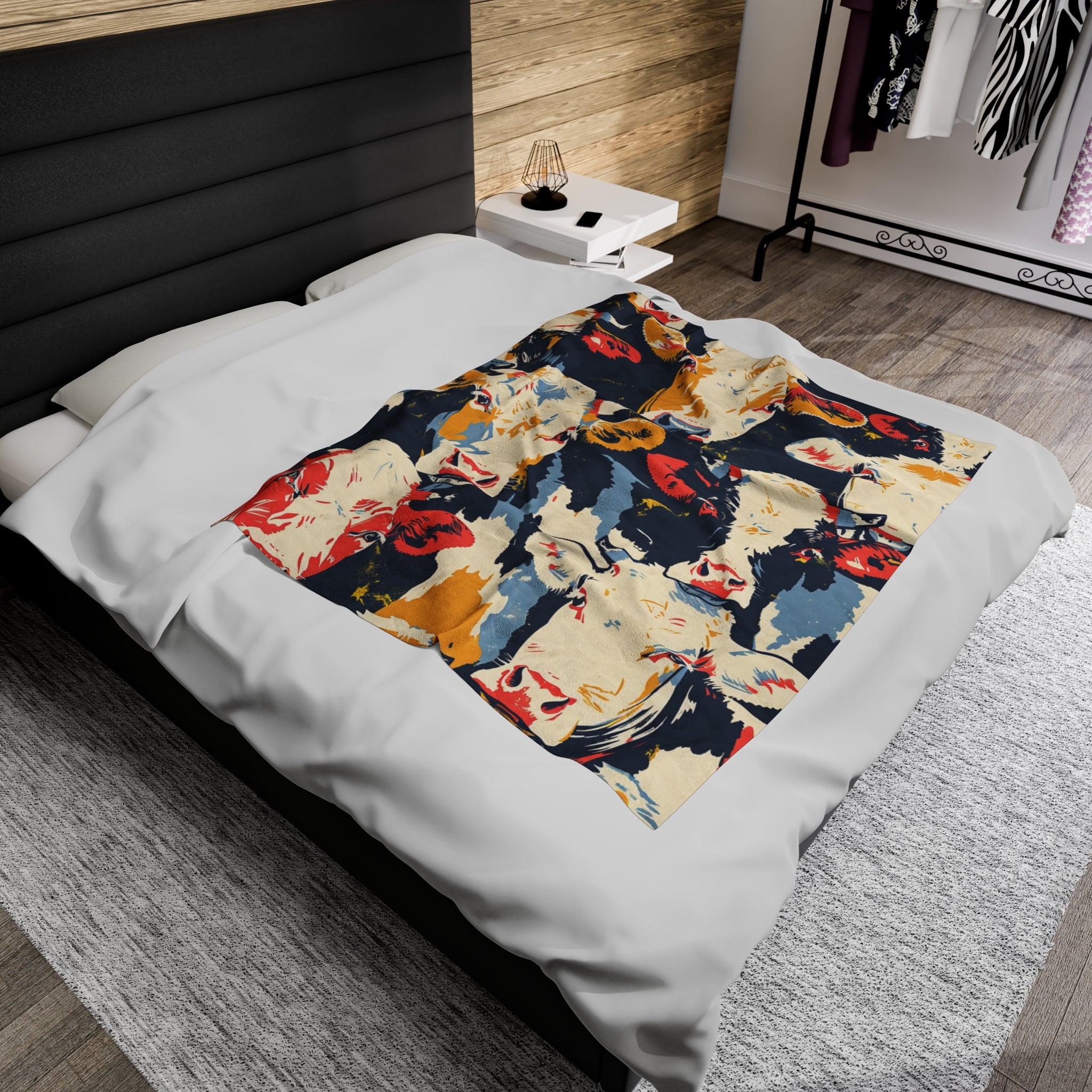 Vintage Pastoral Montage Velveteen Fleece Throw Blanket