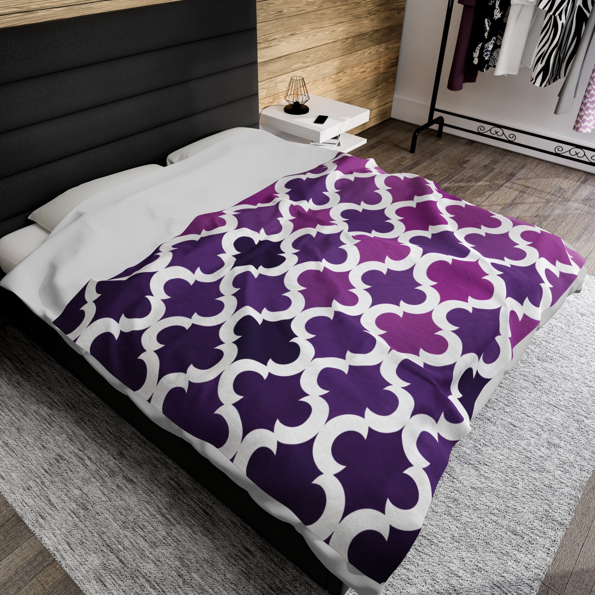 Purple Quatrefoil Throw Blanket