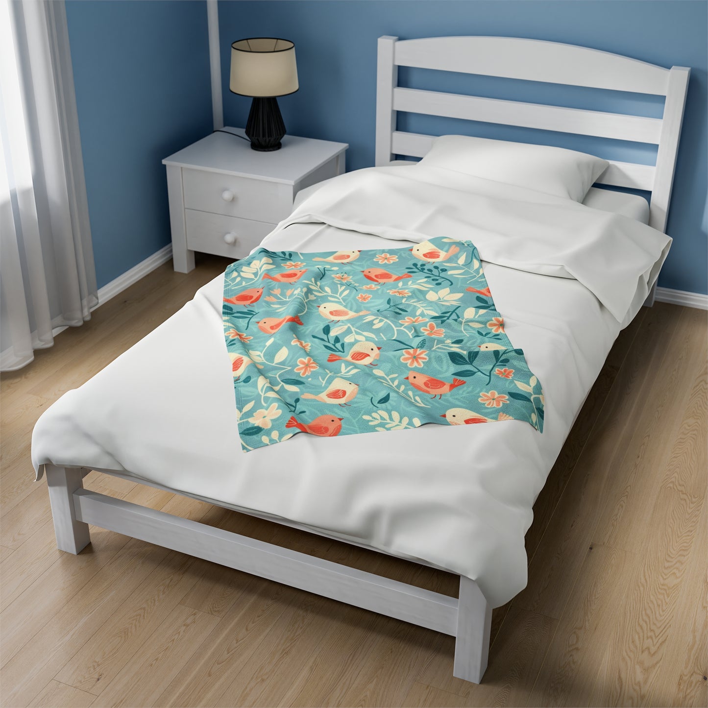 Birdy Floral Harmony Throw Blanket: Luxurious Comfort Plush Throw Blanket - Cozy Floral Velveteen Fleece Accent