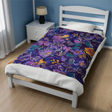 Purple Stellar Garden Velveteen Fleece Throw Blanket