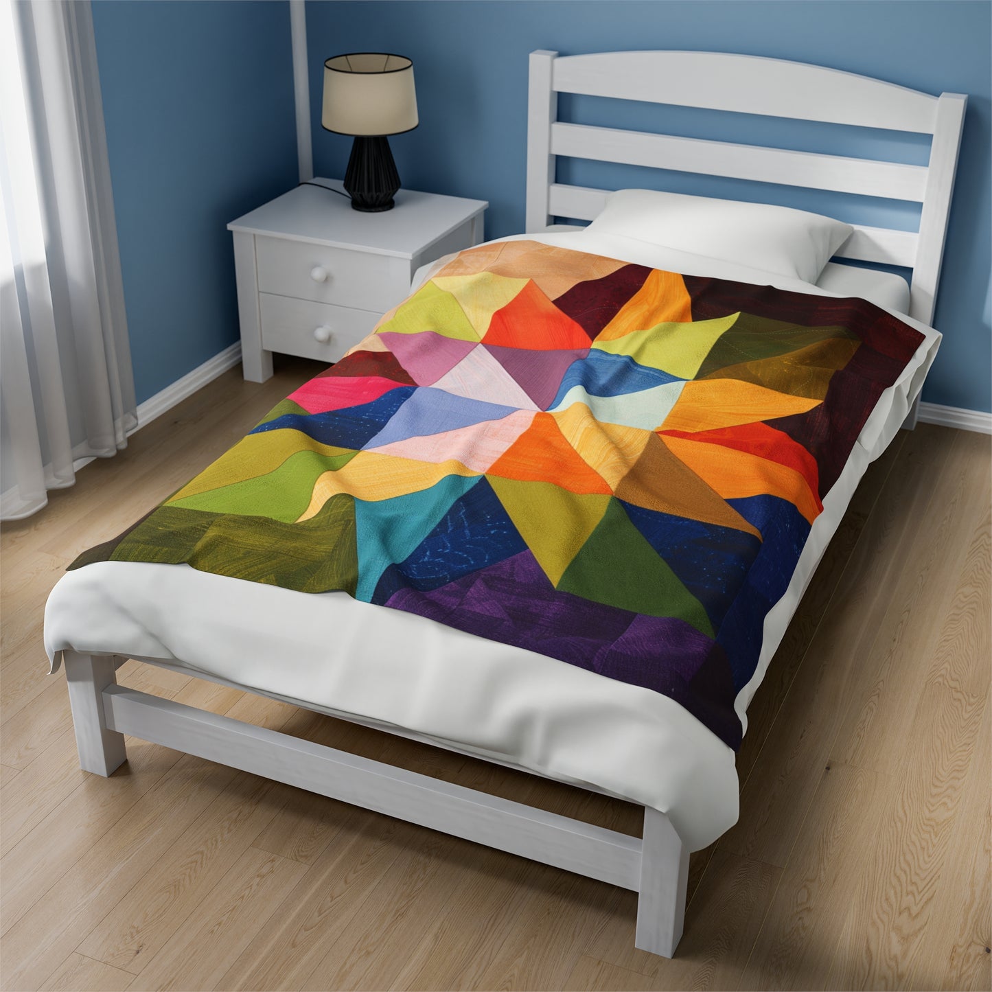 Kaleidoscope of Colors: A Vibrant Barn Quilt Velveteen Fleece Throw Blanket