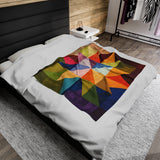 Kaleidoscope of Colors: A Vibrant Barn Quilt Velveteen Fleece Throw Blanket