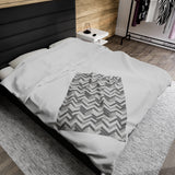 Grey Herringbone Zig Zag Lines Velveteen Fleece Throw Blanket