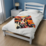 Abstract Expressionist Cow Velveteen Fleece Throw Blanket