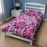 Floral Symphony in Pink and Magenta Velveteen Fleece Throw Blanket