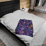 Purple Stellar Garden Velveteen Fleece Throw Blanket