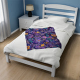 Purple Stellar Garden Velveteen Fleece Throw Blanket