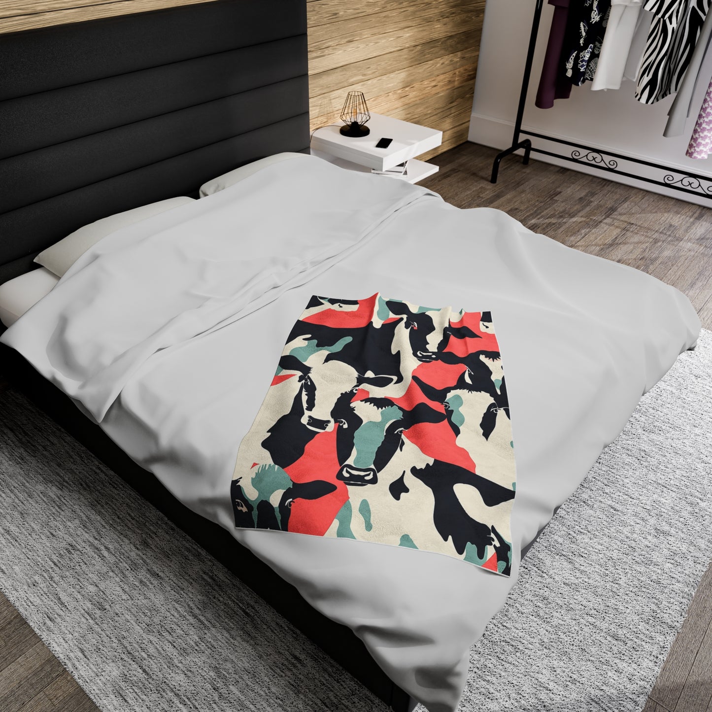 Contemporary Cow Velveteen Fleece Throw Blanket