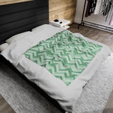 Verdant Herringbone Velveteen Fleece Throw Blanket