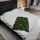 Autumn Whirl: A Golden Floral Velveteen Fleece Throw Blanket