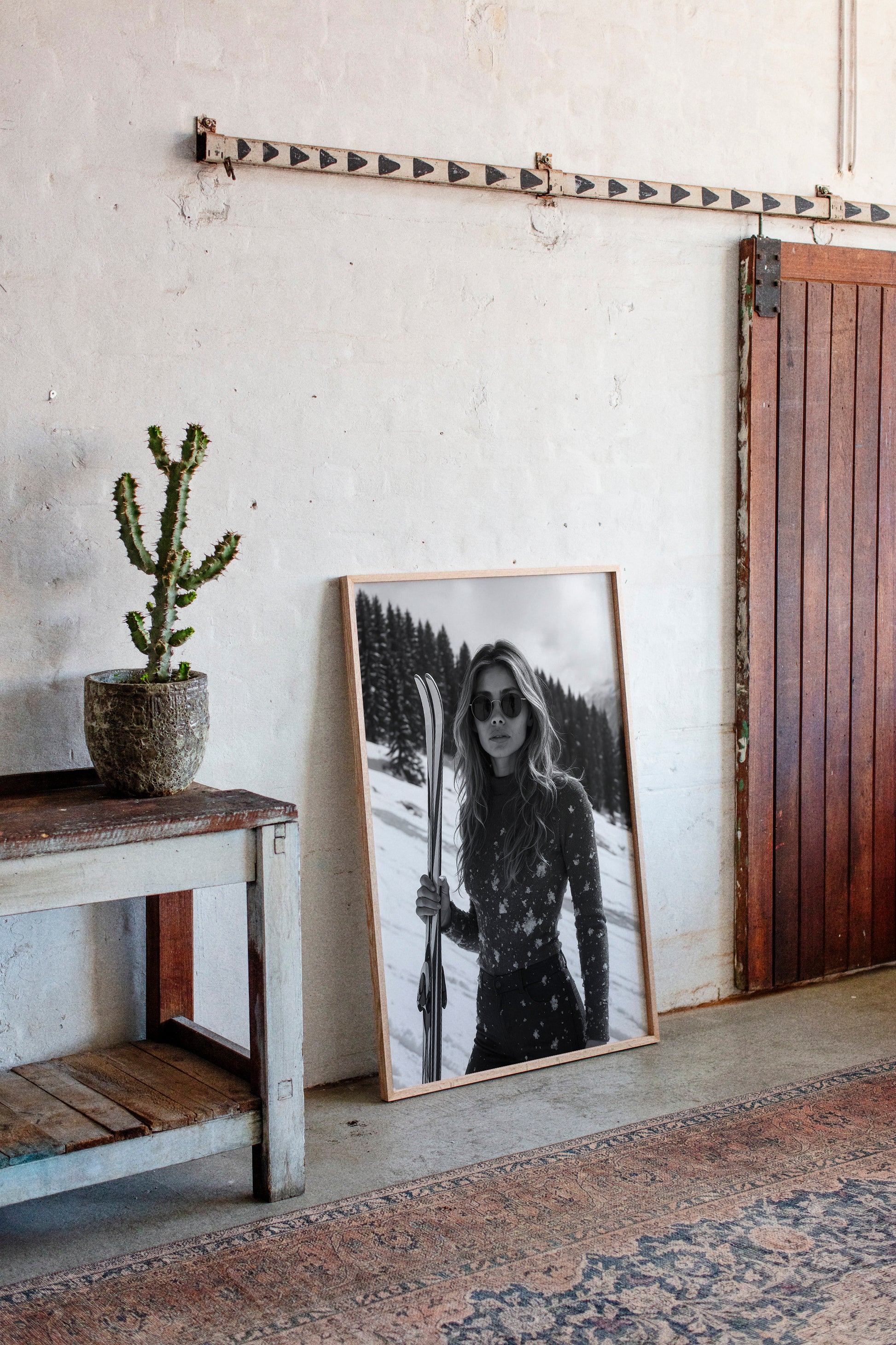 Gallery image 5 for Chic Black & White Ski Adventure Art Print - Modern Wall Decor